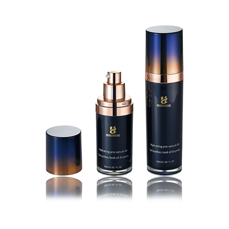 HS-033A Empty Round Acrylic Lotion Pump Bottle Gold Inner Luxury Skincare Bottles Packaging