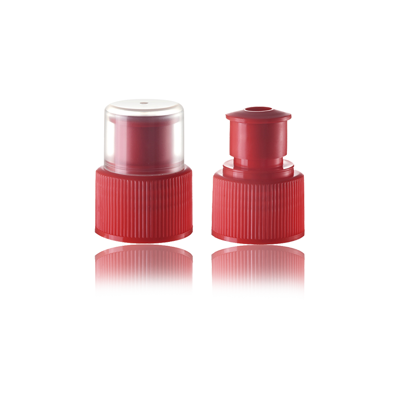 Red Rotation Cosmetic Plastic Ribbed Push Pull Cap-HY-CP-19